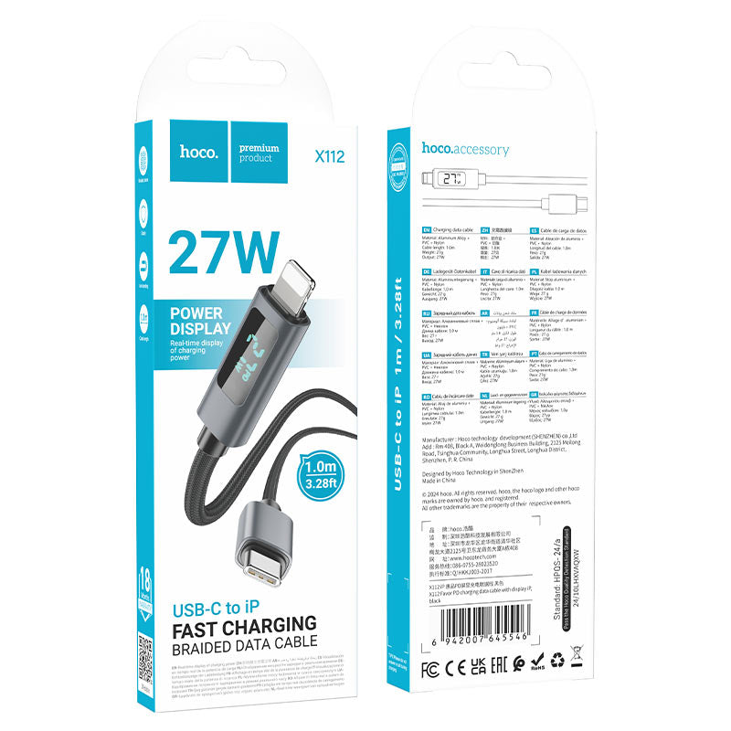 HOCO 27w Cable Type-c to Lightning with Power Display
