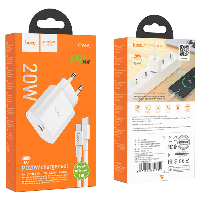 HOCO PD20W Charger Set Type-c to Type-c C94A
