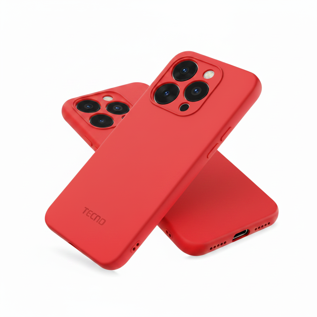 Tecno Silicone Cover - Red, white background