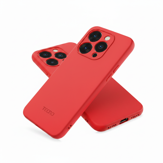 Tecno Silicone Cover - Red, white background
