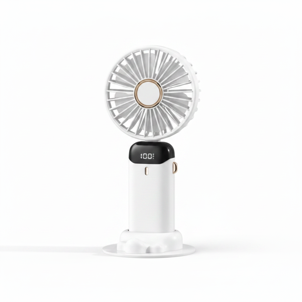 White Mini Fan Standing - White Background