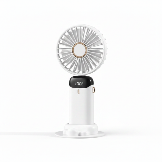 White Mini Fan Standing - White Background